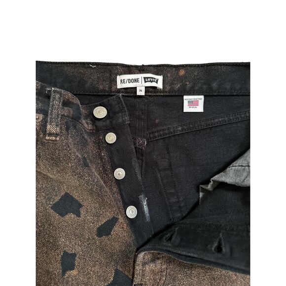 RE/DONE x Levis Collection Women’s Brown Paint Splatter Black Skinny Jeans Sz 26 - Picture 5 of 8